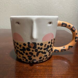 3D , Anthropology Fotiini Tikkou Visage Stoneware Leopard Print Face Mug